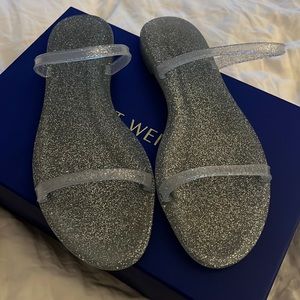 Size 9 silver gelly rubber Stuart Weitzman sandals